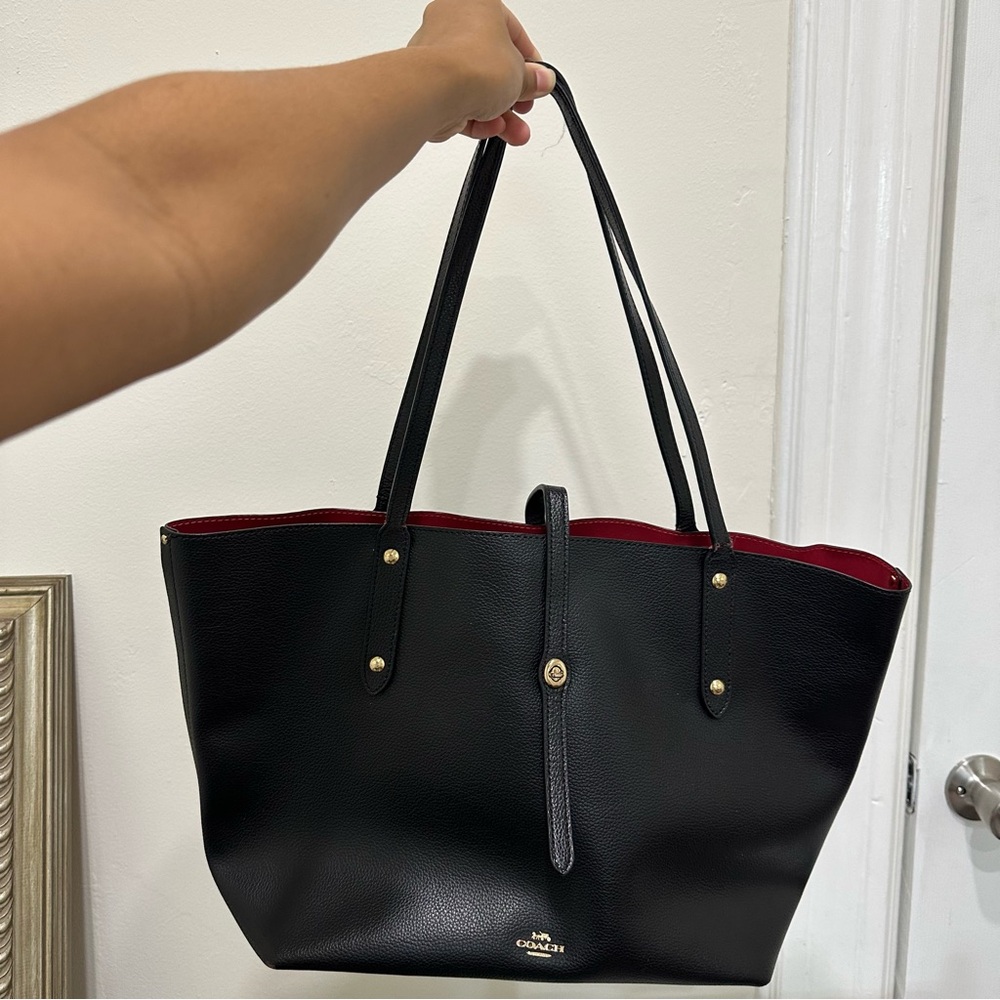 COACH Black and Red Leather Large Tote